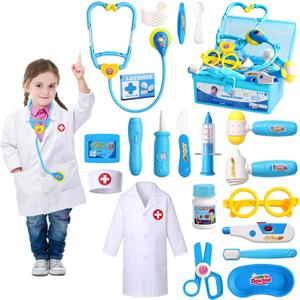 Fajiabao Doctor Kit for Toddlers 3-5 Dress Up Toys for 2 3 4 5 Year Old Girls Pretend Play Kids Doctor Set with Career Day Costume Toy Stethoscope for 2 3 4 5 6 Year Old Girls Boys Birthday Gifts