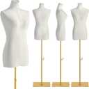 Female Mannequin Torso Sewing: Adjustable Height from 47.2 to 74.8 Inch Female Dress Form for Sewing and Clothing Display - Pinnable Mannequin with Support Metal Base Stand (White)