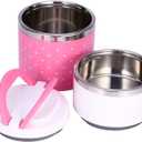 Yosoo 2 Layer Stainless Steel Insulation Thermal Lunch Box Food Container for Hot Home Stackable Thermal Compartment Lunch Snack Box Insulation Persistent and Heat Preservation