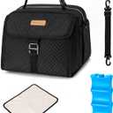 Breast Milk Cooler Bag with Ice Pack Fits 6 Bottles Milk Up to 9 Ounce, Breast Pump Cooler Bag for Nursing Mom Daycare, Work&Travel, Black