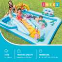 Intex 96" x 78" x 28" Inflatable Jungle Adventure Play Center Spray Kiddie Pool - Backyard Kids Water Slide, Outdoor Blow-Up Splash Pad for Toddlers, Blue 