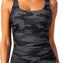 Aqua Eve Tankini Tops for Women Swimwear Top Only Tummy Control Bathing Suit Top No Bottom(Medium, Camo)
