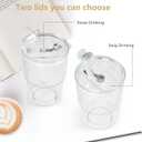 15 oz Plastic Iced Coffee Cups with Lids and Straws Set of 6, Unbreakable Drinking Glasses Reusable Iced Coffee Glass to Go Cup for Matcha Tea Smoothie Juice Cup Dishwasher Safe