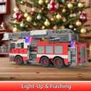 Light-Up Ladder Fire Truck Building Set – 720PCS STEM Toys for Kids & Adults, City Firetruck Building Bricks with Flashing Lights, Ideas Creative Gift for Birthday Christmas Compatible Building Bricks, 11.6 x 3.74 x 5 inches