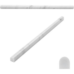 15 Pack Carrara White Marble Pencil Trim Liner, 3/5"X12" Bullnose Tile Edge Trim Polished for Bathroom Kitchen Shower Livingroom