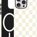 Jusy Compatible with MagSafe Checkerboard Case for iPhone 17 Pro Max, Cute Aesthetic Checkered Magnetic Phone Case, Soft TPU and Hard PC Protective Phone Cover for Women GirlsMatte - Beige