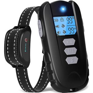 Dog Shock Collar with Remote Control – Shock Collar for Dogs 10–120 lbs, 2000FT Long Range IPX7 Waterproof Rechargeable Dog Training Collar with 4 Safe Modes Beep Vibration Shock & Flashlight Gray