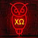 Omega Sorority Neon Sign for Wall Decor Dimmable Omega Neon Light Suitable for Gathering Party Living Room Bedroom Birthday Gift for College Student with Sorority Light Up Sign for College Size16.5*9.3In(P072) (Red-Owl)