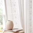 jinchan White Linen Curtains for Bedroom Vintage Floral Farmhouse Curtains 108 Inches Long Linen Blend Drapes for Living Room Country Embroidered Extra Long Light Filtering Drapes Off White 2 Panels