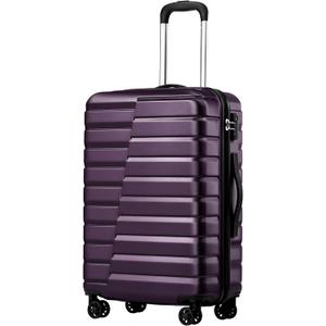 Coolife Medium Luggage Hardside Carry On with Spinner Wheels TSA Lock Telescopic Handle (24 inch-Purple