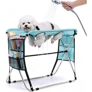 Pet Grooming Hammock with Stand, Foldable Design, Holds Up to 165 Lbs, Joint Protection for Dogs, Restraint Tool for Small & Medium Pets, Ideal for Home and Salon Daily Grooming