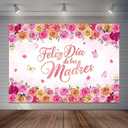 Feliz Dia De Las Madres Backdrop Hot Pink Floral Spanish Mother's Day Party Decorations Happy Mother's Day Photography Background Cake Table Banner (7x5ft)