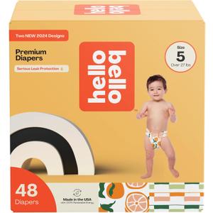 Hello Bello Premium Diapers Size 5, Main Squeeze & Zesties for The Resties Designs, 48ct Club Box