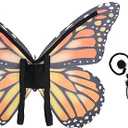 NOENNULL Fairy Wings Costume for Women & Girls, Shimmery with Floral Headband for Cosplay, Halloween Party, Christmas Angel, Photo Prop Dress Up Accessories (Orange)