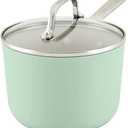 KitchenAid Hard Anodized Ceramic Nonstick Cookware Sauce Pan with Lid, 3 Quart - Pistachio