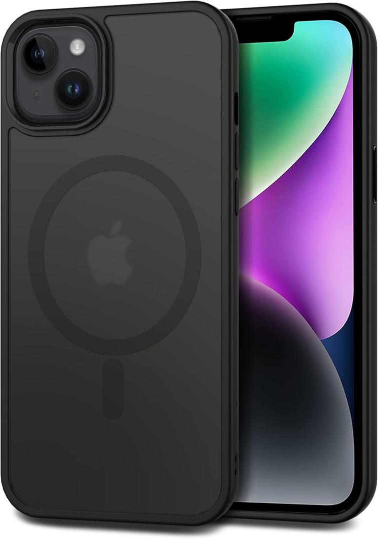 CACOE Magnetic Case for iPhone 13 & iPhone 14 6.1 inch-Compatible with MagSafe & Magnetic Car Phone Mount,Anti-Fingerprint TPU Thin Phone Cases Cover Protective Shockproof (Matte Black) (6.1"iPhone 13/14 , Matte Black)