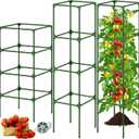 Fabulas Tomato Cage, Square Tomato Trellis Plant Support Stake Cages for Garden and Pots Tall Up to 63 Inch Adjustable Cucumber Trellis for Raised Bed Outdoor Climbing Plants Vegetables Flower, 3 Pack