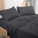 Utopia Bedding Queen Sheet Set - Jersey Knit Sheets 4 Piece Queen Jersey Sheet Set  Cotton Jersey Sheets  Soft T-Shirt Stretchy Sheets (Queen, Dark Grey)