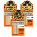 Gorilla Mounting Putty, Natural Tan Color, 84 Pre-Cut Squares (Pack of 3) - Non-Toxic Removable & Repositionable Wall Putty