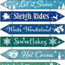 HPNIUB Winter Wooden Hanging Sign, Let It Snow Christmas Welcome Sign for Front Door, Farmhouse Snowflake Wall Art, Hot Cocoa Plaque for Home Indoor Outdoor New Years Wall Decor