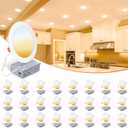 VOLISUN 24 Pack 6 inch Recessed Lighting, 5CCT Ultra-Thin LED Recessed Light with Junction Box, 2700K-5000K Selectable, 1080Lumen Dimmable Canless Wafer Downlight, LED Ceiling Light ETL Certificated (White)