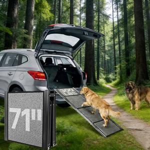 Dog Ramp for Car, " x " Capacity Large Folding Dog Stairs with Non-Slip Rug Surface, Pet Ramps for Large Dog - Outdoor Pet Steps Car Ramp for SUV & Truck
