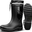 Rain Boots for Men Garden Boots Waterproof Mens Rubber Shoes with PVC Comfort Lightweight Work Mud Boots Resistant Durable Slip for Fishing Farming Gardening,  Black, 10.5