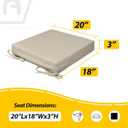 AAAAAcessories Outdoor Seat Cushions for Chairs, Waterproof, Fade-Resistant, 20" x 18" x 3", Patio Furniture Replacement Cushions, Set of 2, Beige