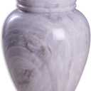 Deering Moments Marble Cremation Memorial Urn for Human Ashes Adult Size, Decorative Genuine Marble Urn - Large (White)