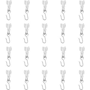 Rooler Hooks for Ceiling Curtain Tracks, Heavy Duty Gliders Hooks, Pack of 20 Pcs