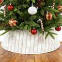 joyhalo Christmas Tree Collar, 29" White Christmas Tree Skirt Base for Artificial Trees Bottom Ring Modern Christmas Decor, White Faux Fur Tree Collar for 6-9FT Tree