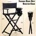 30" Height Tall Directors Chair Folding Makeup Chair, with Replacement Cover Canvas, Portable Footrest, Support 250 lbs, Aluminum Makeup Artist Chair for Artist Barber- Black, 17in x 17in x 43in