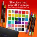 ARTISTRO 36 Precision Dual-Tip Acrylic Paint Markers Paint Pens Set with Dot & Fine Tips for Fabric, Rock, Glass, Wood, Coloring Books Classroom & Art Supplies Gift Teacher Appreciation Gift