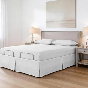 Bed Makers Never Lift Your Mattress Bed Skirt for Adjustable Beds, Split Corners, 15 Inch Drop Length, Queen, White