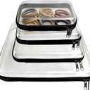 4PCS Clear Hard Shell Double-Zipper Pouches, Transparent Plastic Organizer Bags for Travel Cosmetics, Toiletries, Toy Storage & More (Black)