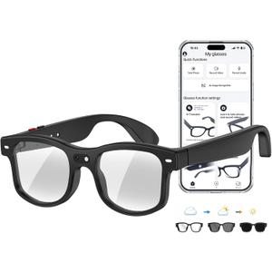 AI Smart Glasses with Camera, 8MP HD Video Recording Camera Smart Sunglasses, Bluetooth Translation Sunglasses, Touch Control Open Ear Audio glasses, Photochromic Lenses for Outdoor Sports Driving