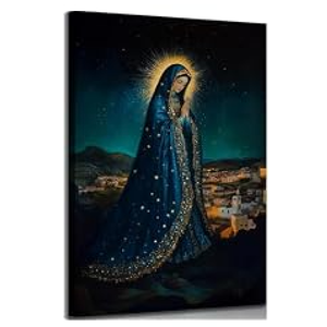 Virgin Mary Canvas Wall Art Our Lady of Guadalupe Prayer Painting Picture Wall D