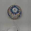 HAIDOLIANG Turkish Table lamp (D:4.7" x H:5.2"),Mosaic Glass Lamps with Wooden Base, Bohemian Tiffany Bedside Lamps, USB Power Moroccan Lantern for Living Room Decorations (Boho - Blue, Boho)