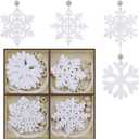 24PCS Wooden Snowflakes Ornaments, Decorative Hanging Ornaments, Snowflakes Ornaments for Winter Home Tree Garland Christmas Decoration Holiady Crafts (4 Styles)