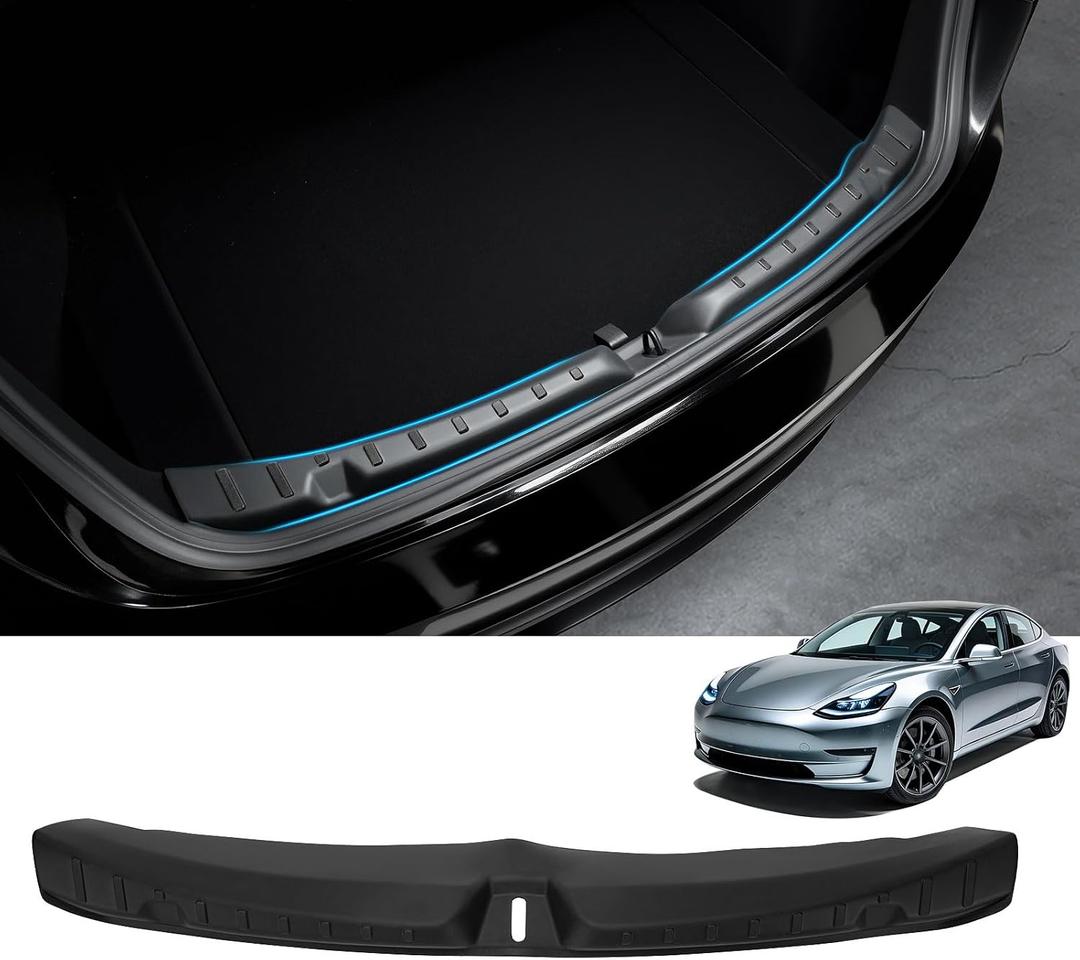 LOCOPOW Rear Bumper Guard Protector for 2024 2025 Tesla Model 3 Highland TPE Trunk Bumper Sill Cover Model 3 Highland Interior Accessories