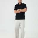 MagnaMan Slim Fit Short Sleeve Polo Shirts for Men - Cotton, Business Casual Stretch Shirt, Breathable Golf & Office Wear (Black, L)