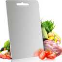 Stainless Steel Cutting Board - Titanium Cutting Boards for Kitchen,Double-Sided Food Grade Non Toxic Cutting Board,Chopping Boards for Home Outdoor Camping Meal Prep,Easy to Clean, M 13.4 * 9