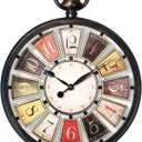 AYRELY Vintage Round Wall Clock. Antique Retro Style. Battery Operated Silent Clock for Farmhouse, Rustic, Kitchen, and Living Room Decor(13" H x 10.6" W)-Black