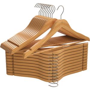 Utopia Home Premium Wooden Hangers 20 Pack - Durable & Slim Coat Hanger - Suit Hanger with 360-Degree Rotatable Hook - Wood Hangers with Shoulder Grooves (Natural Color)