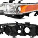Pair of Headlight Assembly AC2518106 AC2519106 Replacement for 2004-2005 Acura TSX Base Sedan 4-Door Driver and Passenger Side