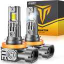 FAHREN H11/H8/H9 LED Bulbs, 50,000LM Brightness, 6500K H9/H8/H16 Low Beam, 10-Year Service Life with Cooling Fan, IP68 Waterproof, Real 1:1 Halogen Mini Size Plug N Play, Pack of 2 Tail Light Lenses