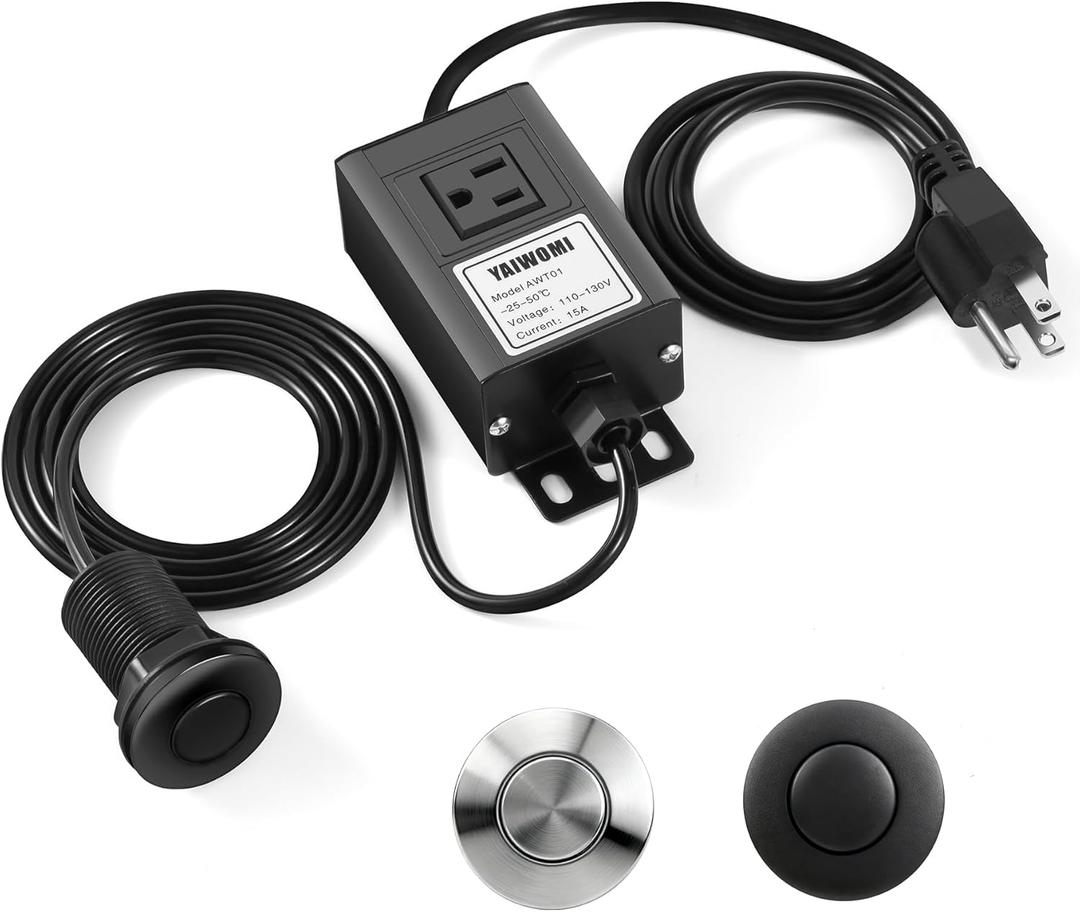 Garbage Disposal Air Switch, UL Listed Food Waste Disposer Wireless Air Switch Kit, Push Button Brushed Nickel Stainless Steel, 3.5-Inch Sink Top Button