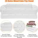 Wood Cake Pop Stand, 28 Holes Lollipop Hold Stand, 3 Tier Candy Pop Display Holder for Dessert Table, Treat Holder for Christmas Party Wedding Birthday, Fit 0.17" (4.5mm) Lollipop, White