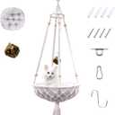 Macrame Hammock, Handwoven Boho Cat Swing with Hanging Kit for Indoor Outdoor Home Decor Hang on Wall Bed for Sleeping, Playing, Climbing and Lounging