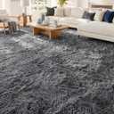 OLANLY 9x12 Machine Washable Large Area Rugs for Living Room, Bedroom, Soft Fluffy Shaggy Bedside Rug, Indoor Floor Carpet for Kids Girls and Boys, Dorms, Nursery, Home Decor Aesthetic, Grey